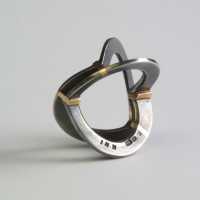 Hoeken ring,oxidized silver gold